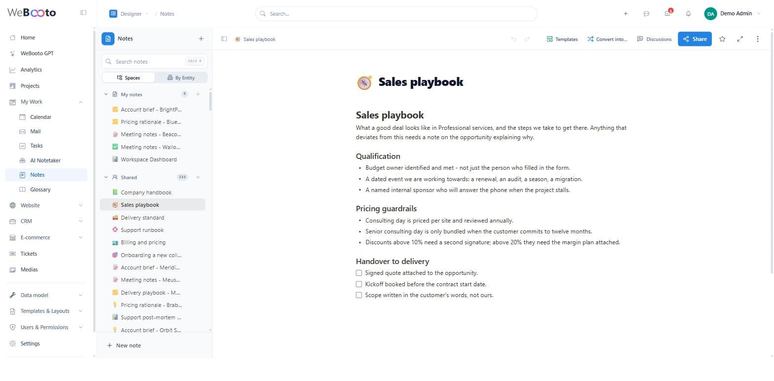 Webooto Smart Notes & Projects