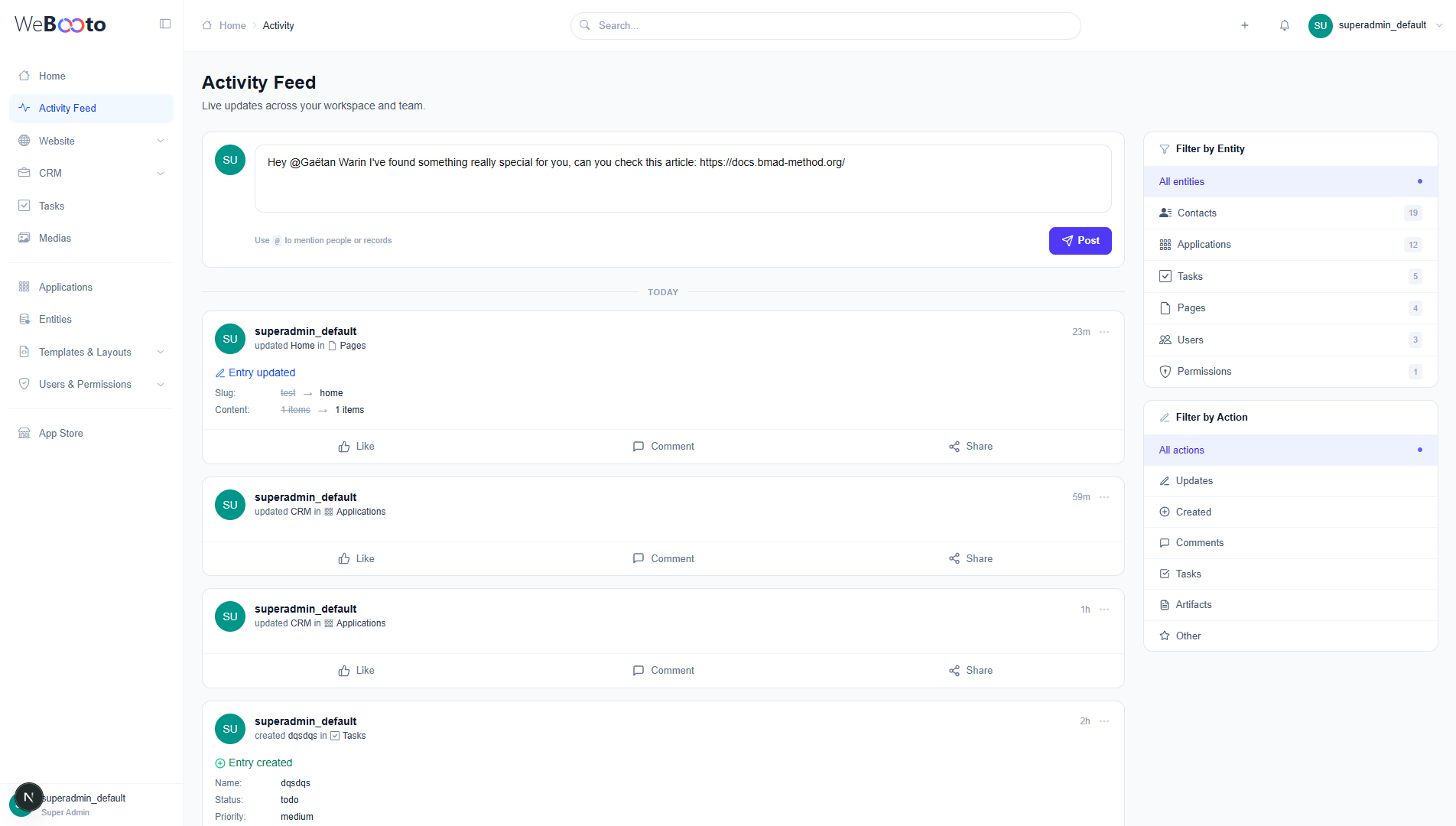 Webooto Activity Feeds